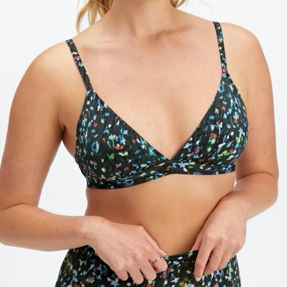 Fabletics NEW Fine Touch Triangle Bralette XL Black Blue Pink - Picture 1 of 7
